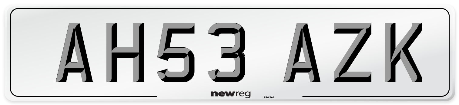 AH53 AZK Number Plate from New Reg